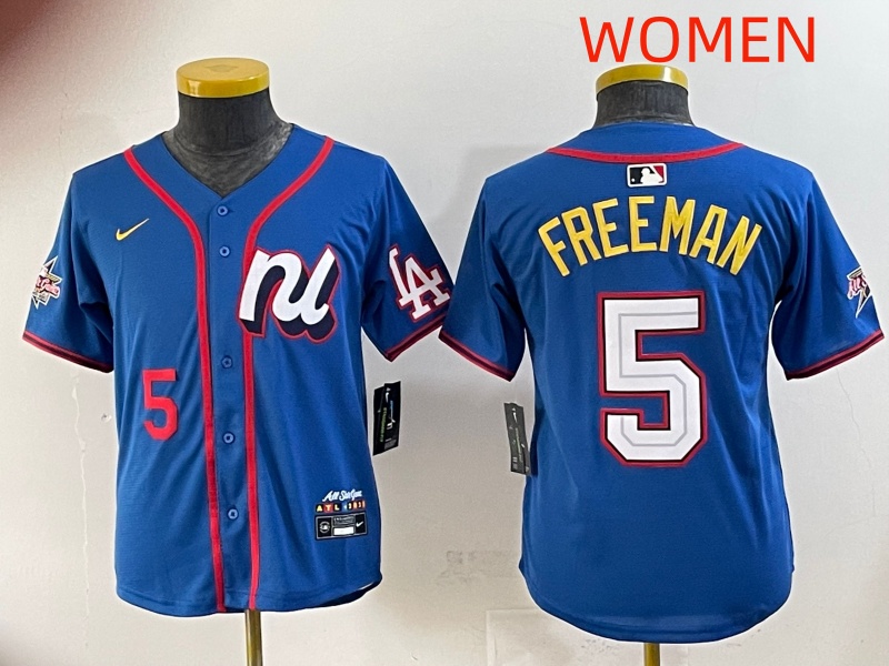 women 2025 Los Angeles Dodgers #5 Freeman Blue Nike 2025 MLB All Star Jersey style 007